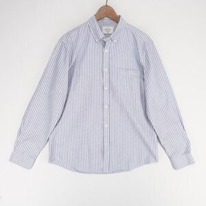 Portuguese Flannel Shirt Mens XL Blue Striped Oxford Button Down Long Sleeve